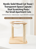 Arbre à chat en bois de pin naturel, écologique et durable, avec lit capsule transparente, structure d'escalade en bois massif et poteau en sisal pour grands chats