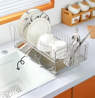 Organisateur de séchage de vaisselle et support de rangement pour évier en acier inoxydable