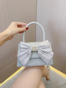 New Cross-border Foreign Trade Polyester Trapeze Bow <b>Sequin</b> Wedding Birthday Evening Crossbody <b>Handbag</b> for Women Tanjing - Product Image 4