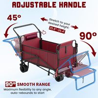 Banc pliant multifonctionnel en métal rouge pour camping en plein air, canapé avec chariot double usage pour enfants, chariot de plage pliable