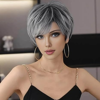 Perruque courte texturée synthétique respirante MEILASI pour femme, coupe pixie superposée et ébouriffée, style européen, pour usage quotidien