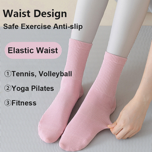 Calcetín de Yoga de Fitness de punto de Color sólido Nuevos productos Calcetines de Pilates con agarre antideslizante personalizado con logotipo en el cuerpo/puño Longitud de la tripulación - Product Image 2
