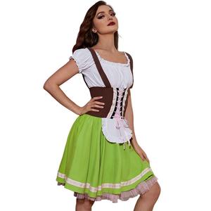 El nuevo estilo de ropa para el Oktoberfest de Alemania se está vendiendo bien en Europa y América. Es un vestido verde con Badaiya étnica - Product Image 5