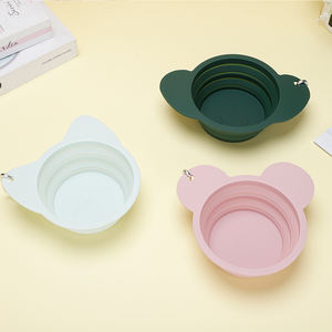 Conception de chien de dessin animé mignon personnalisé bol pour animaux de compagnie pliable en silicone de qualité alimentaire avec mousqueton pour l'alimentation et l'eau de voyage en plein air - Product Image 5