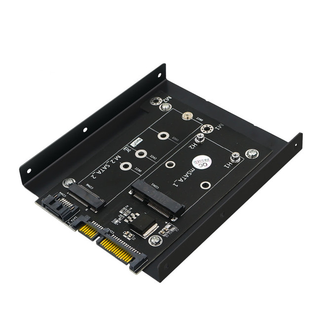 M.2 NGFF MSATA SSD to Dual SATA 3.0 Adapter M2 SATA SSD Converter Riser Card for PC Laptop Add on Card with 3.5 Inch HDD Bracket