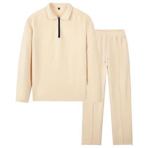 Hersteller Hochwertige Waffel Langarm Shirt und Baggy Pants Herren Sets Lounge Wear Outdoor Casual Loose 2-teiliges Set - Product Image 1