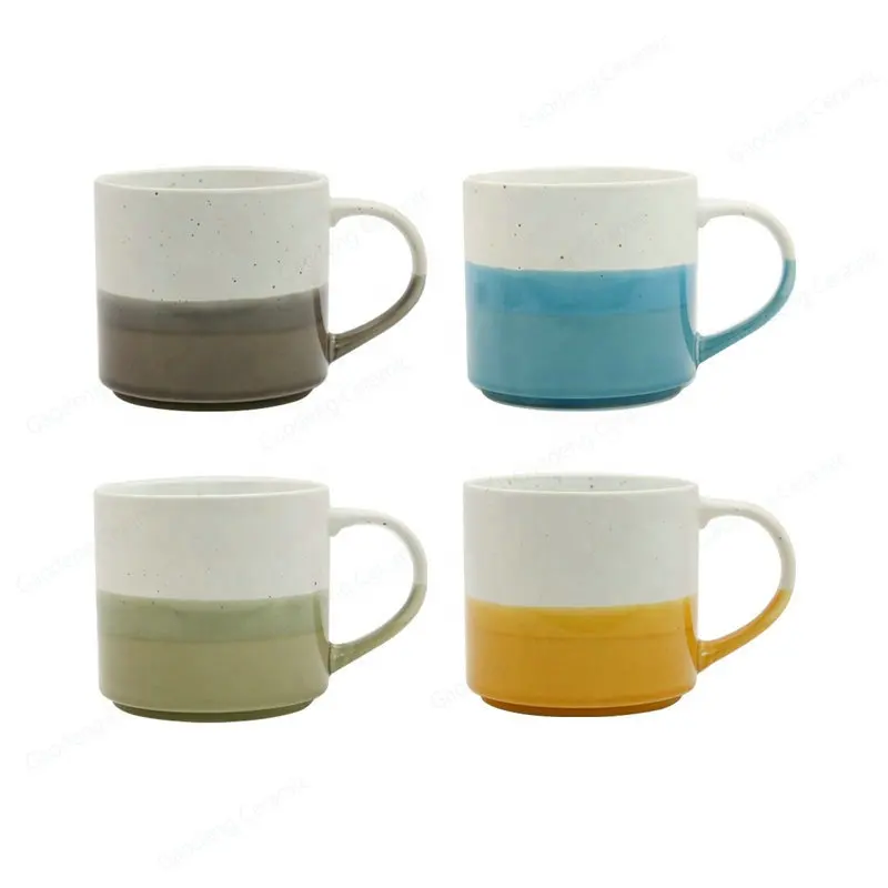Tazas de cerámica personalizadas, tazas de esmalte de color apilables de alta calidad, novedad de china