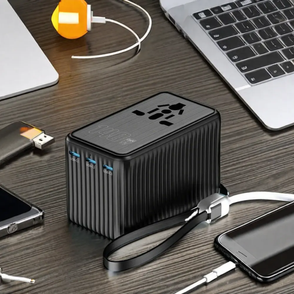 4-Port gan siêu sạc du lịch Adaptor Thế Giới cắm phổ Travel Adapter 120W với USB và Loại C cho Amazon iPhone