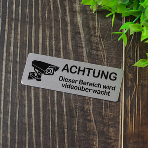 Cantonese Knowledge Aluminum Alloy Surveillance Warning Sign Stainless Steel Etched UV Coated <b>Metal</b> <b>Plate</b> General Use - Product Image 2