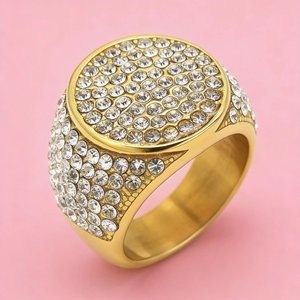Anello da Uomo in Acciaio Inossidabile con Borchie e Diamanti - Product Image 5