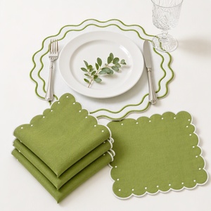 Servilletas y Manteles Individuales de Lino 100% Puro, Hechos a Mano, con Logotipo Personalizado Bordado y Borde Festoneado - Product Image 4