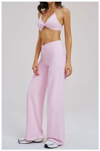 Conjunto Deportivo de Yoga Transpirable de Dos Piezas con Cintura Cruzada y Pantalones Anchos para Correr al Aire Libre - Product Image 6