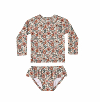 Maillot de bain deux pièces pour filles Rash Guard Set For1-10 Years UPF 50 + UV Protective Long Sleeve Swimwear Rashguard Girls Set