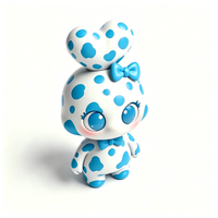 Figurine d'action personnalisée en PVC et ABS, motif cœur à pois bleus, avec emballage personnalisé, service OEM d'usine chinoise