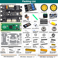 Kit de Aprendizaje de Programación STEM con Raspberry Pi Pico, Placa de Desarrollo Educativa Compatible, Carro Inteligente de Cuatro Ruedas, Infrarrojos, Python