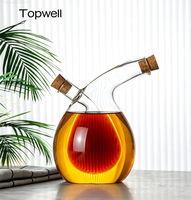 Botol Minyak & Cuka Kaca Buatan Tangan Berkualitas Tinggi Dengan Dua Cerat, Dispenser Kaca Borosilikat Tinggi Dengan Sumbat Gabus Untuk Bumbu Dapur Rumah