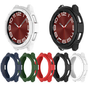 ShanHai étui + <span class=keywords><strong>lunette</strong></span> pour samsung galaxy watch 6 classique 47mm 43mm étui <span class=keywords><strong>souple</strong></span> en TPU protecteur <span class=keywords><strong>de</strong></span> <span class=keywords><strong>lunette</strong></span> en métal pare-chocs pour watch6 classic - Product Image 1