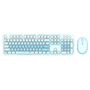 Stylish 2.4 G Wireless Full-Size Keyboard Mouse Combo Set Retro Cute Design USB Connect For Laptop English Language Keyboard
