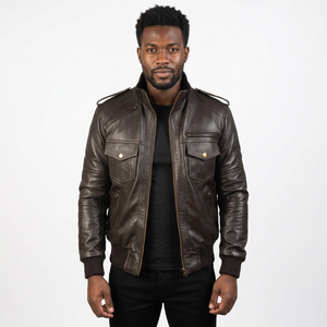 Motorcycle Leather <b>Jackets</b> <b>Men</b> Sleek Minimalist Stand Collar Coat Casual <b>Smart</b> Outerwear Genuine Leather <b>Jacket</b> <b>Men</b> - Product Image 2