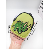 Petite pochette mignonne pour enfants avec broderie de Triceratops, en tissu Oxford, porte-écouteurs, porte-clés, mini sac de rangement avec crochet rapide
