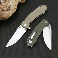 Couteau de poche portable en acier inoxydable, couteau pliant avec manche G10, couteau de chasse utilitaire pour l'extérieur, outil de survie en camping, cadeau T0034