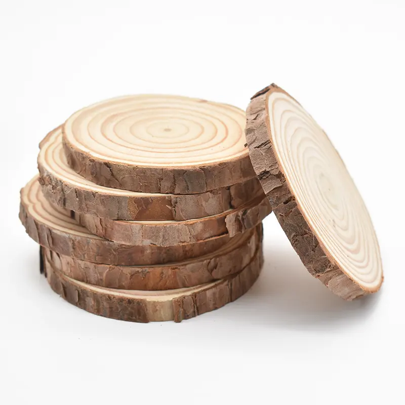 Пользовательские Готовые диски из натурального дерева с корой, пирография для рукоделия