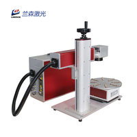 LANSEN 30W Mini machine de marquage laser à fibre à disque rotatif pour étiquette d'oreille animale Stylo à carte métallique Équipement de gravure