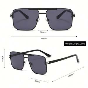 Lunettes de soleil vintage personnalisées 2025 pour hommes et femmes, en métal, style pilote, UV400, double pont, carrées - Product Image 6