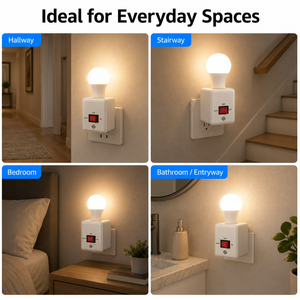 Portalámparas Acústico Óptico E27, Base de Luz Inteligente Enchufable con 3 Modos de Control para Pasillo y Sala de Estar - Product Image 2