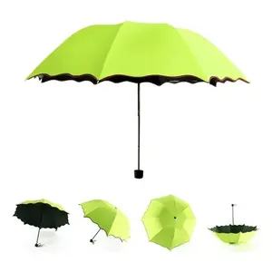 Parapluie pliable portable avec protection UV, diamètre ouvert de 100 cm, fonctionnement manuel, nervures en alliage, poignée en plastique pour le soleil et - Product Image 4