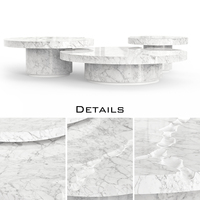 Table basse de luxe Empire Center en marbre de Carrare avec laque blanche mate et design sculpté à la main pour salons élégants
