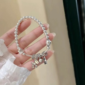 Bracelet en argent sterling S925 pour femme, avec breloque dessin animé, cadeau de paix, bijou, bracelet élastique - Product Image 3