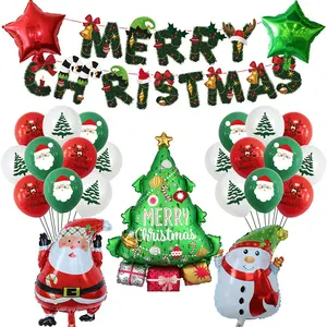 Merry Christmas Party Decoration Red And Green Xmas Foil Confetti Balloons Christmas Party Supplies Party Banner