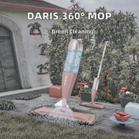 DARIS Balai serpillère pulvérisateur auto-essoreur en microfibre avec manche rotatif pliable à 360°, outil de nettoyage de sol écologique avec manche en aluminium et chiffon