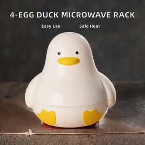Porte-œufs mignon en forme de canard en PP + aluminium écologique, outil manuel pour retourner les œufs, bec et pieds blancs et jaunes, compatible micro-ondes et lave-vaisselle, ustensiles pour œufs - Product Image 2