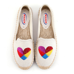 Espadrillas Casual fatte a mano per ragazze comode scarpe alla moda in lino canapa con ricamo traspirante per le donne - Product Image 4