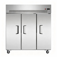 Réfrigérateur vertical commercial NobleSnow à trois portes, en acier inoxydable, type européen, de -5°C à +5°C, dégivrage automatique, bacs GN