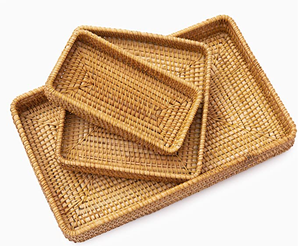 Wholesale Hotel Bathroom Wicker Organizer Rectangular Rattan Tray