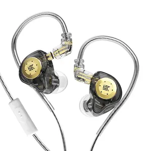KZ EDX Pro earbud olahraga, Headset dalam telinga HIFI Bass in-Ear Monitor penghilang kebisingan dapat dilepas ponsel berkabel