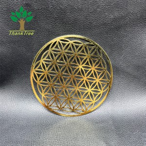 Stock di fabbrica <span class=keywords><strong>souvenir</strong></span> religioso indiano regalo placcato oro albero della vita carta energetica in metallo - Product Image 5