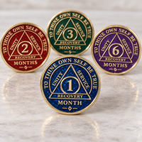 Flyances Factory Direct Customized Glitter Soft Enamel Sobriety Recovery Milestone Aa Coin Medallions Sobriety Chips