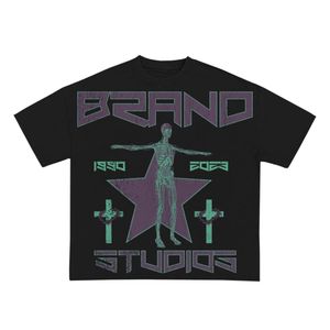 Chu <span class=keywords><strong>Fei</strong></span> เสื้อยืดขนาดใหญ่กว่า2024ฤดูร้อนผ้าฝ้ายหนักกระบวนการฉีดตรงสไตล์สตรีทแบบอเมริกันผู้ผลิตจีน - Product Image 1