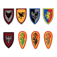 10 PIEZAS en UNA BOLSA, Bloques de Construcción de Plástico con Diseño de Castillo Medieval, Escudo de Dragón con Águila Negra N3001-3008