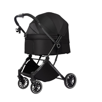 Poussette pliable réglable à 4 roues, imperméable et coupe-vent pour animaux de compagnie (chats et chiens), capacité 30 kg, compatible toutes saisons, pour promenades en voiture