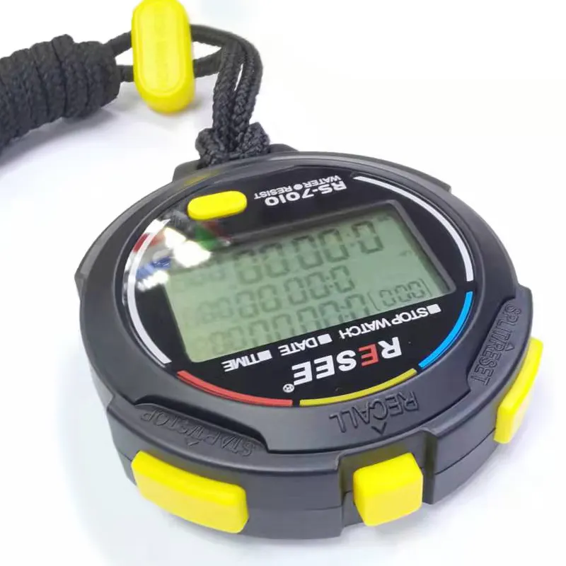 Resee Oem 3 Rijen Displays Timer 10 Herinneringen Stopwatch Analoge 1/1000 Mini Digitale Ronden Sport Stop Watch