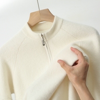 Pull en laine pure à col montant mi-zippé pour homme, tricot décontracté à manches longues, personnalisable, support OEM et ODM