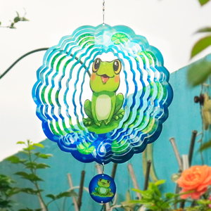 Molinillos de Viento Metálicos de 12 Pulgadas, Decoración de Jardín, Molinillo de Viento con Ilusión Holográfica 3D, Molinillo de Viento con Diseño de Ranas - Product Image 5