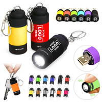 Linterna LED de Bolsillo Recargable por USB con Logotipo Personalizado al por Mayor, Mini Linterna Portátil con Anillo para Llaves