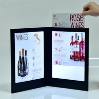 Menu numérique de luxe rechargeable à LED, format A4, pour restaurant, avec couvertures en ABS noires, alimentation 300V AC