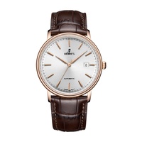 Montre pour hommes Offre Spéciale mécanique à mouvement automatique Montre-bracelet à fond transparent Montre-bracelet en cuir pour hommes